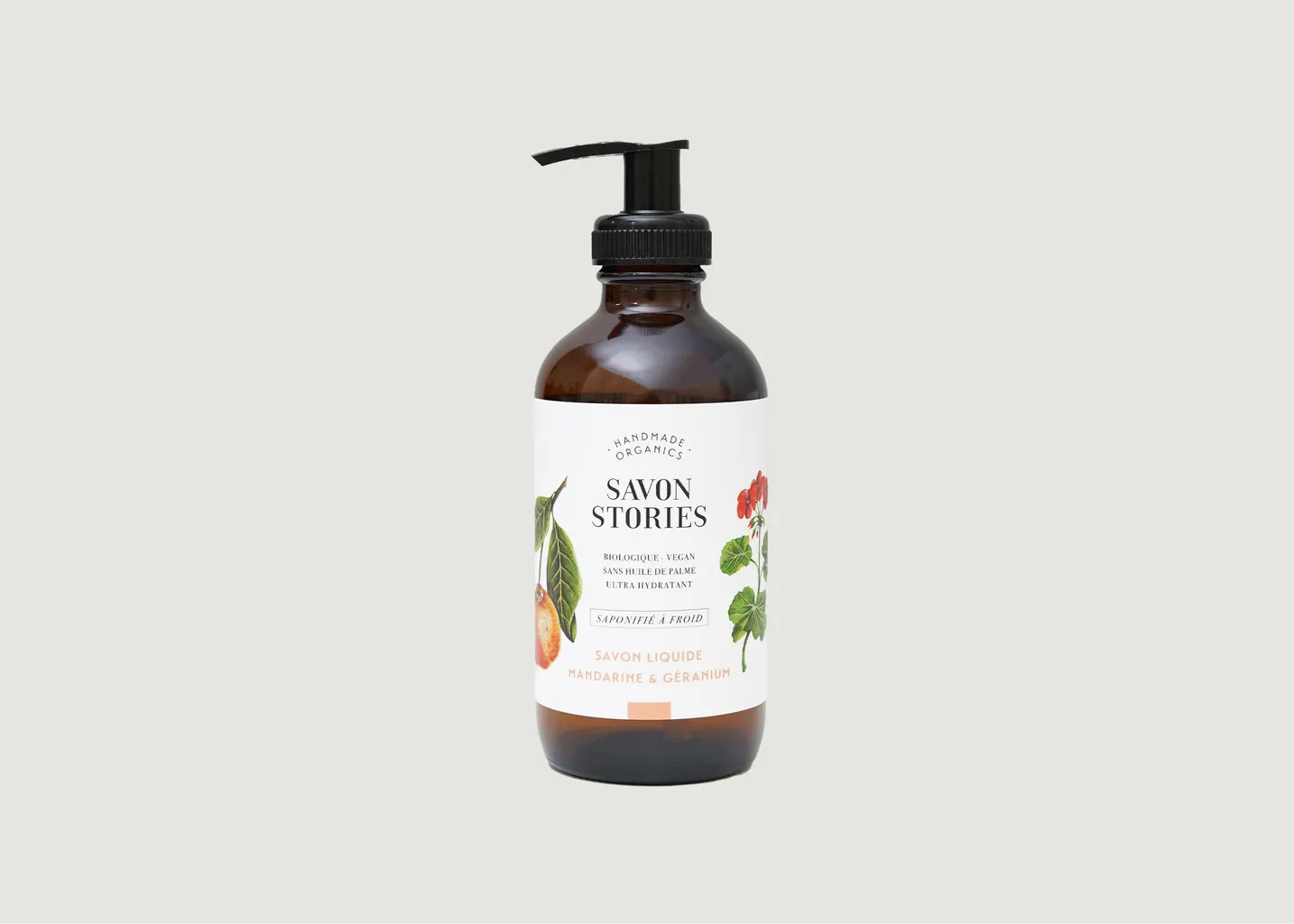 Savon Liquide Bio à froid Mandarine et Géranium 240ml Savon Stories