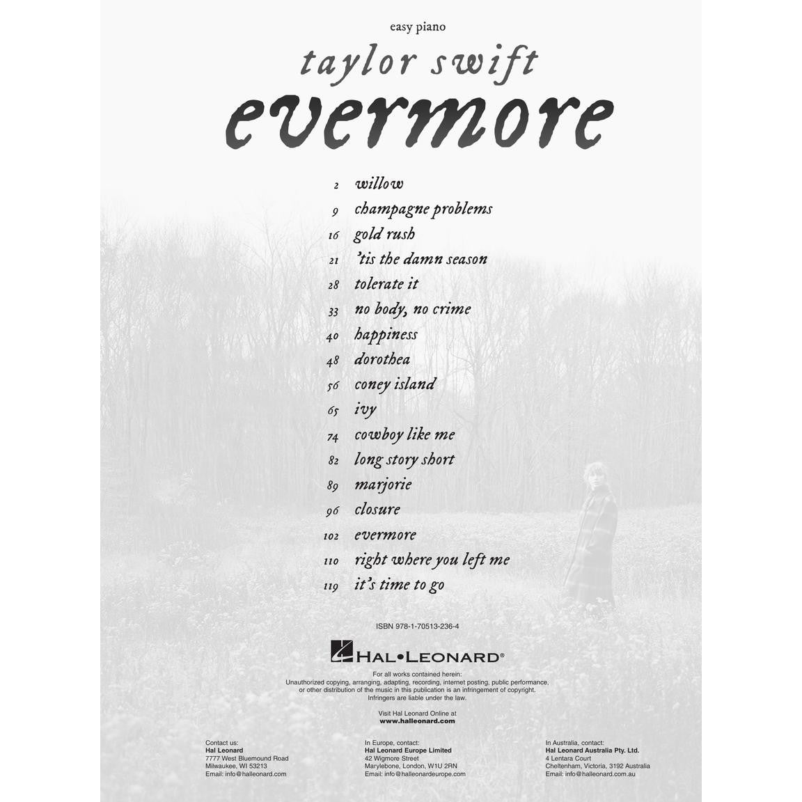 Hal Leonard Taylor Swift Evermore songboek voor piano