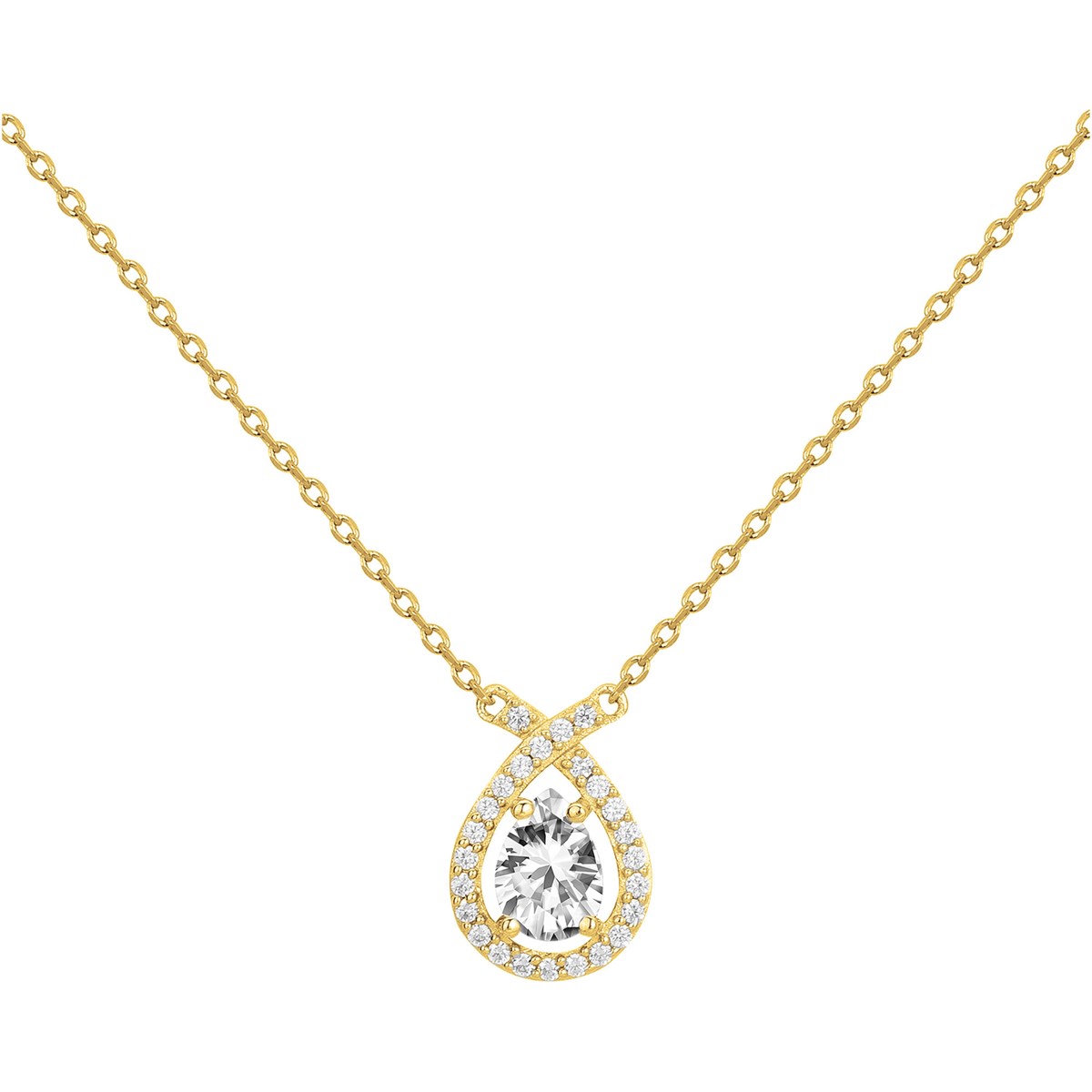Collier en Plaqué Or avec oxyde de zirconium blanc