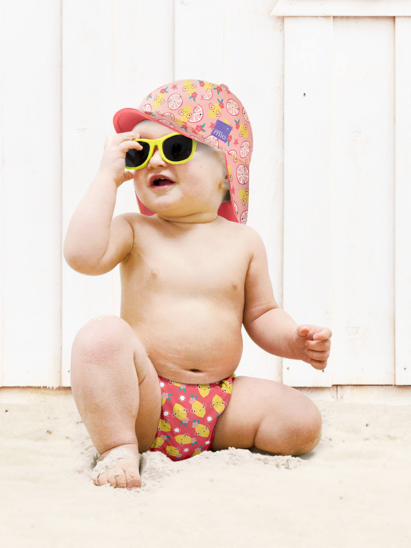 Fralda de natação lavável BAMBINO MIO, tamanho 2 anos ou mais, tamanho médio, branca bicolor/multicolorida.