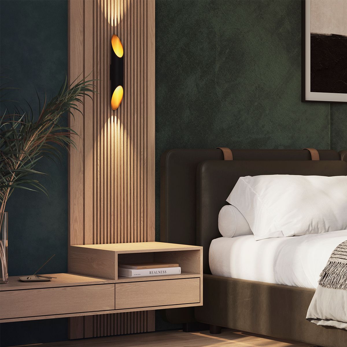 Moderne wandlamp zwart met gouden binnenkant 5,6 cm - Organo