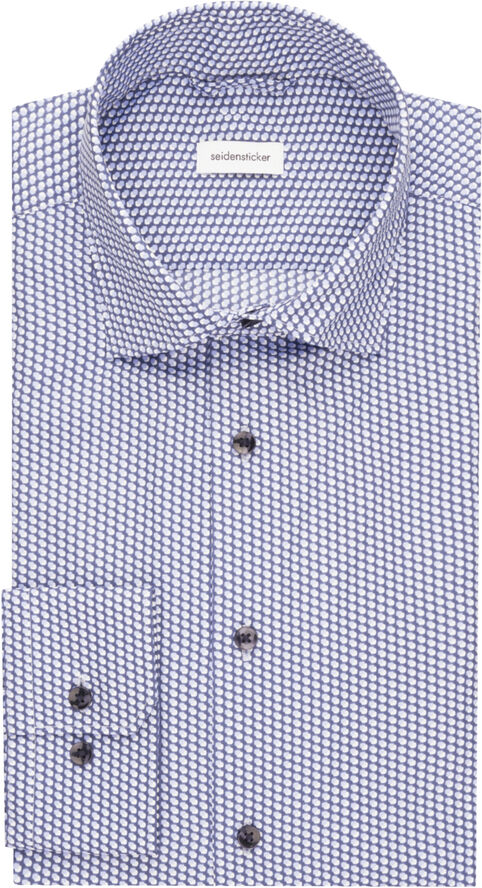 Seidensticker Performance shirt Slim Long sleeve Kent-Collar Print Blue