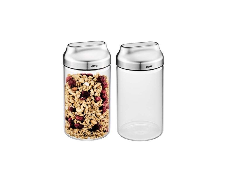GEFU Vorratsdose Kippo 2 x 1 l, Klar Vorratsdose mit Schüttöffnung