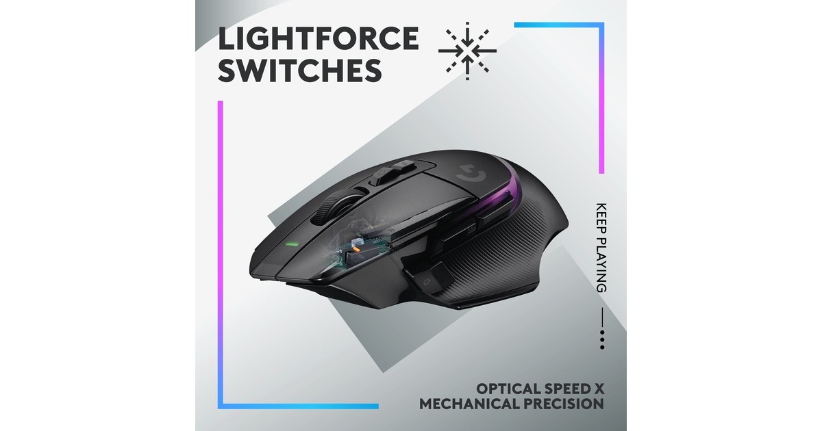 LogitechG502 X PLUS LIGHTSPEED gaming muis  (Zwart, 100 - 25.600 dpi, RGB leds)
