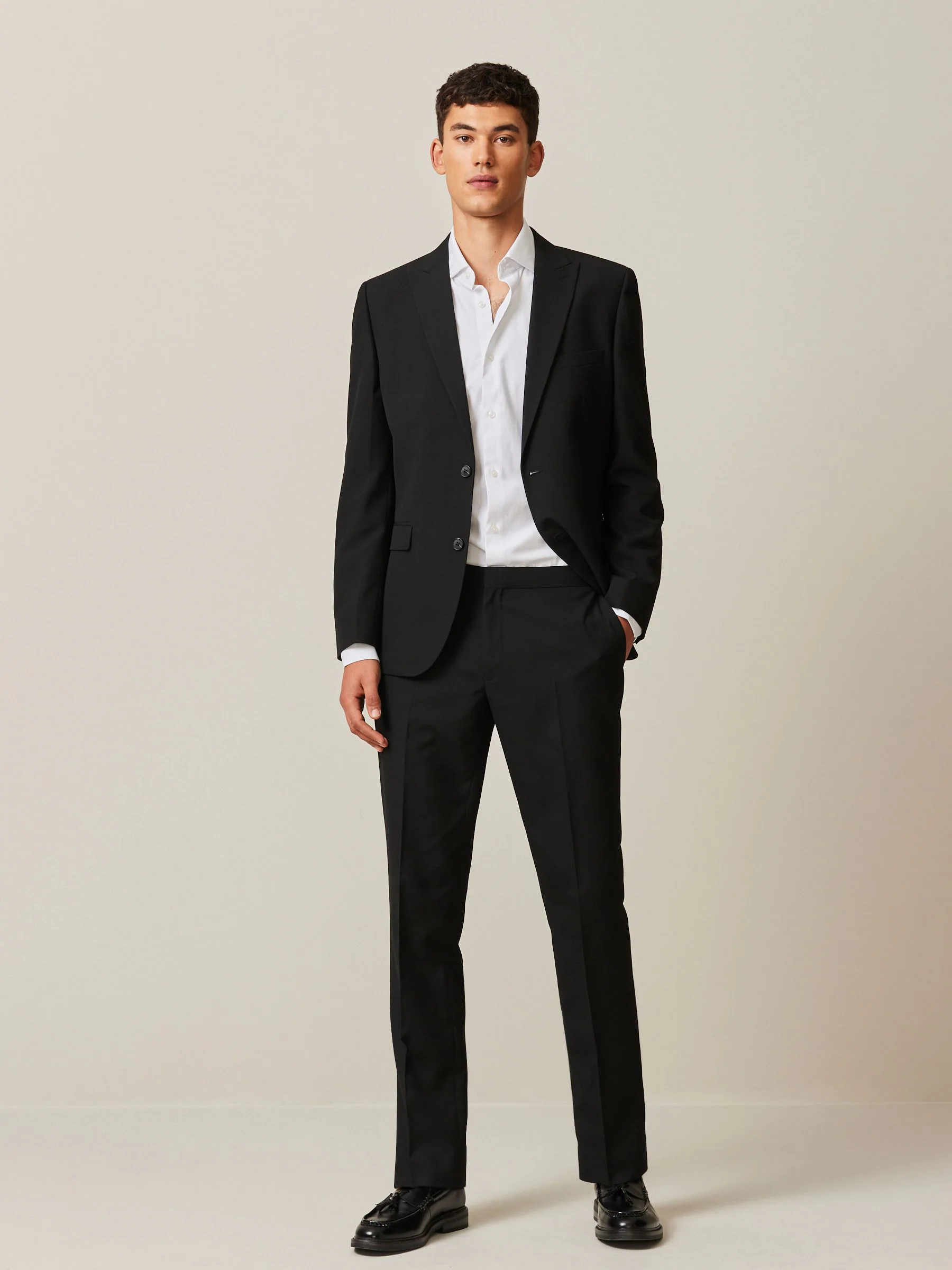 Zwart - Pantalon met zijverstelling en slim fit
