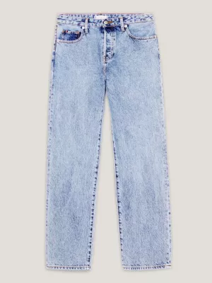 Calça jeans reta e relaxada de cintura média