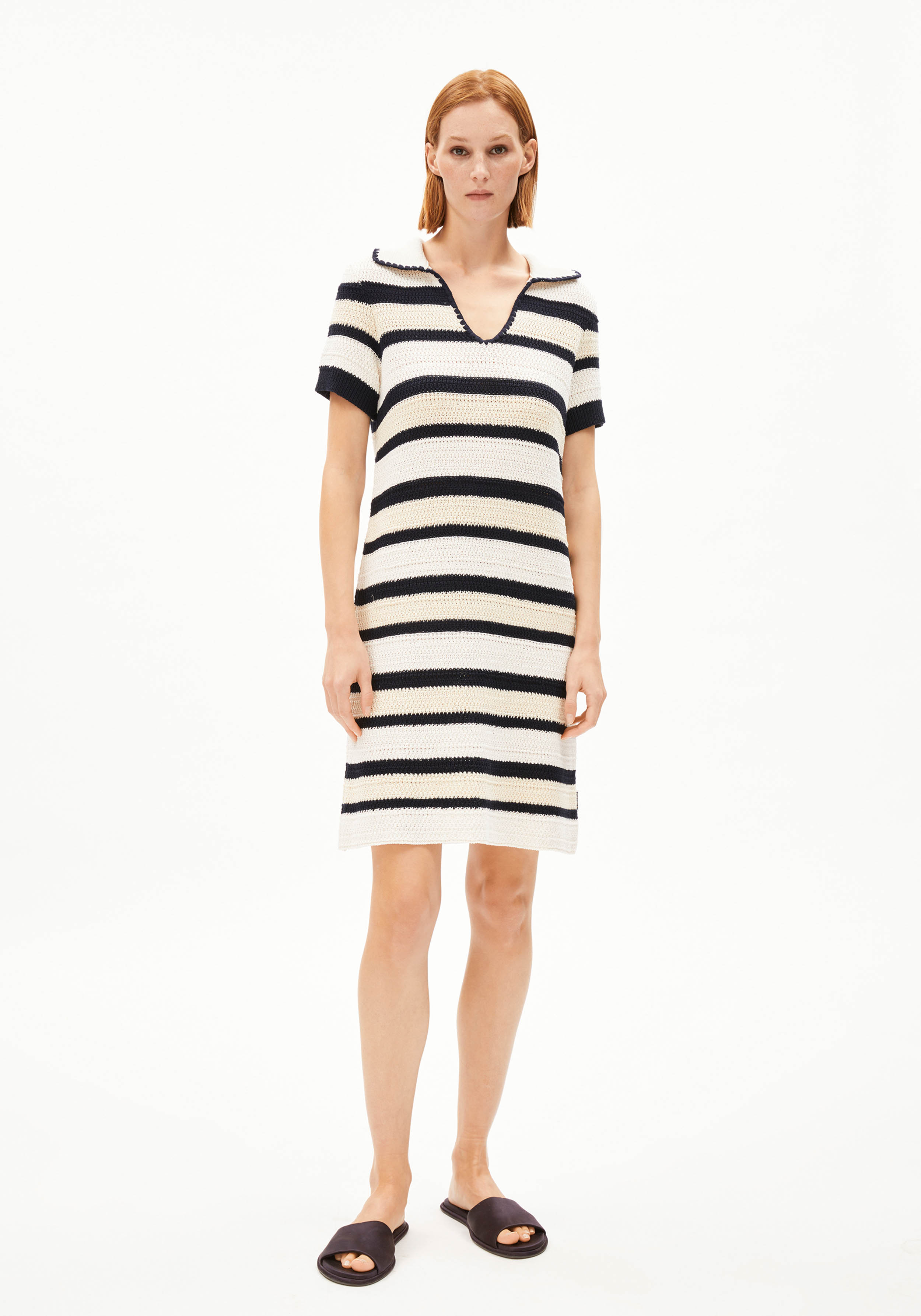 Armedangels Webkleid Paolinaa Crochet Raw White-Night Sky