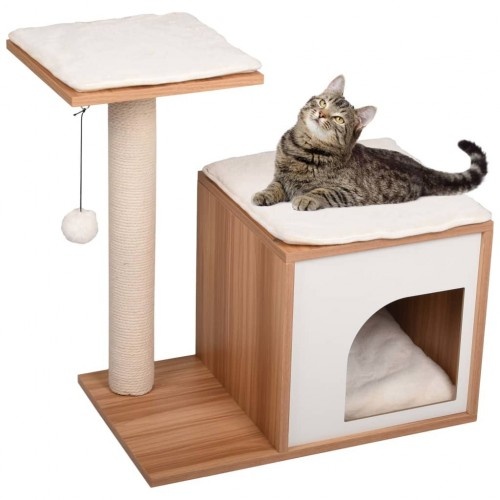 Arranhador para gatos, marrom e branco