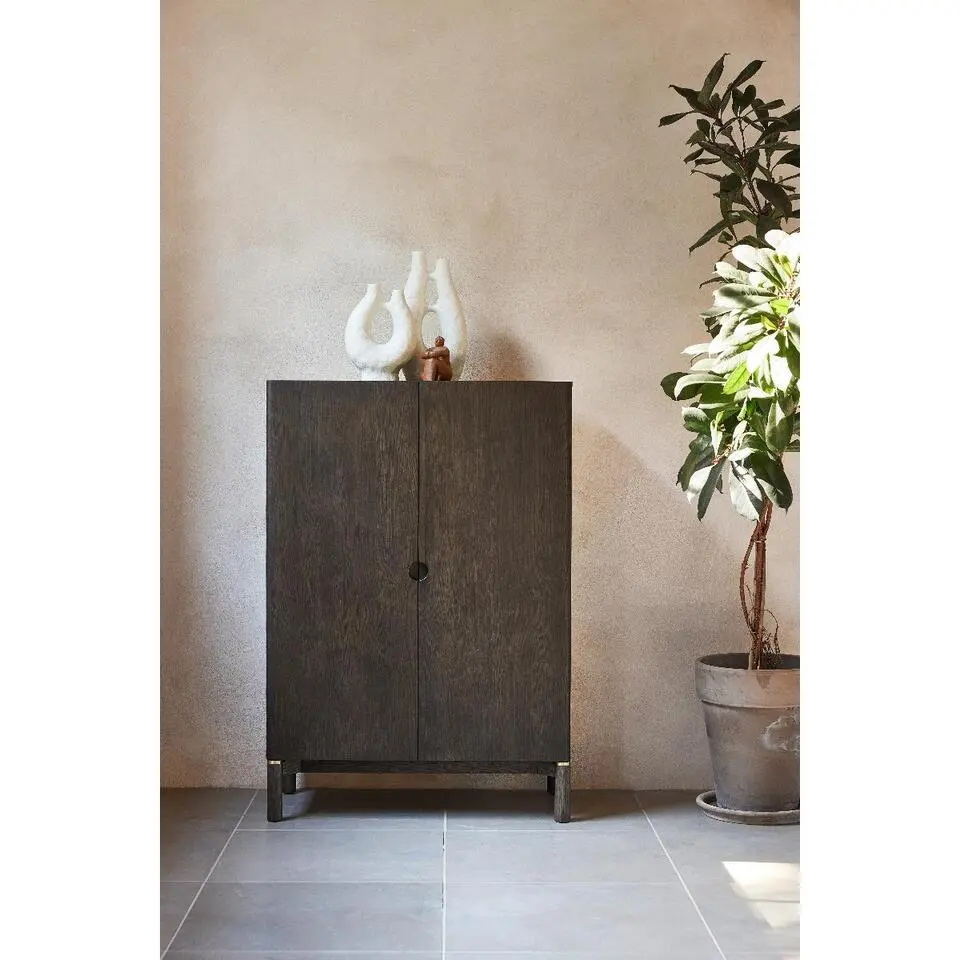 Wandkast Donkerbruin Eikenhout - 90x46x130cm - Arun