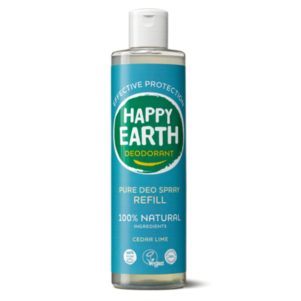 Happy Earth 100% Natuurlijke Deo Spray Navulling Cedar Lime300 ml