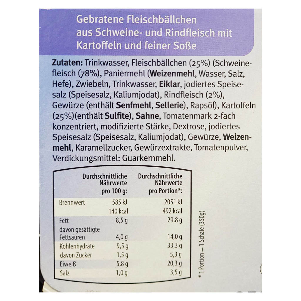 Gutes aus der Eifel mr.fix Köttbullar 350g MHD:16.4.26