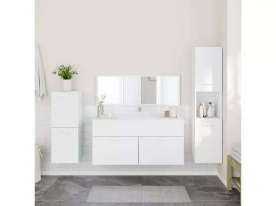 Ensemble de meubles salle de bain 4 pcs blanc bois d'ingénierie