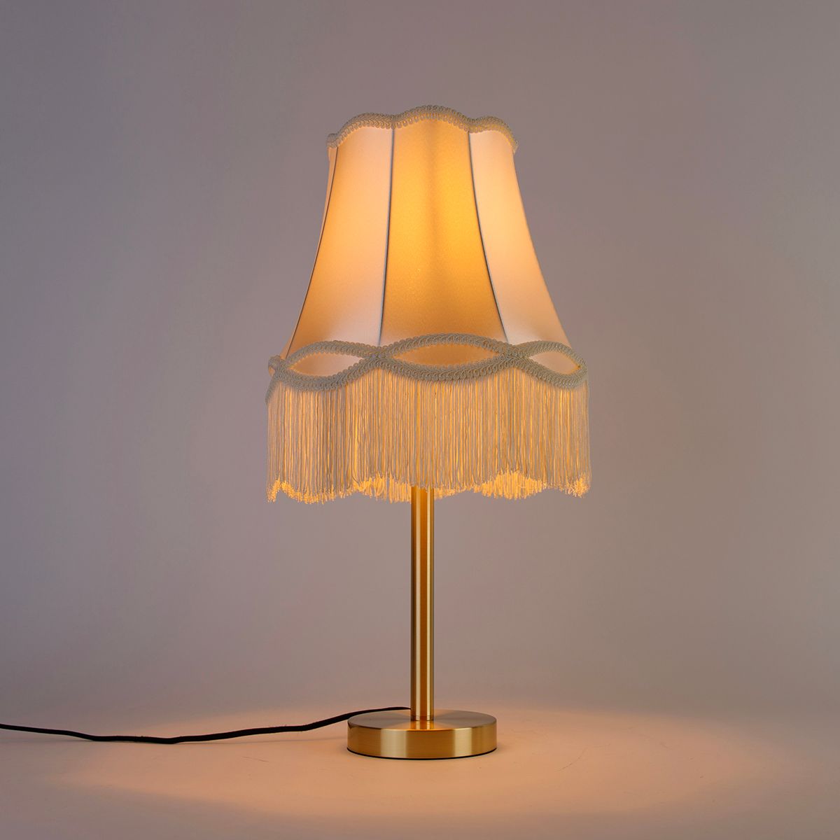 Klassieke tafellamp messing met granny kap crème 30 cm - Simplo