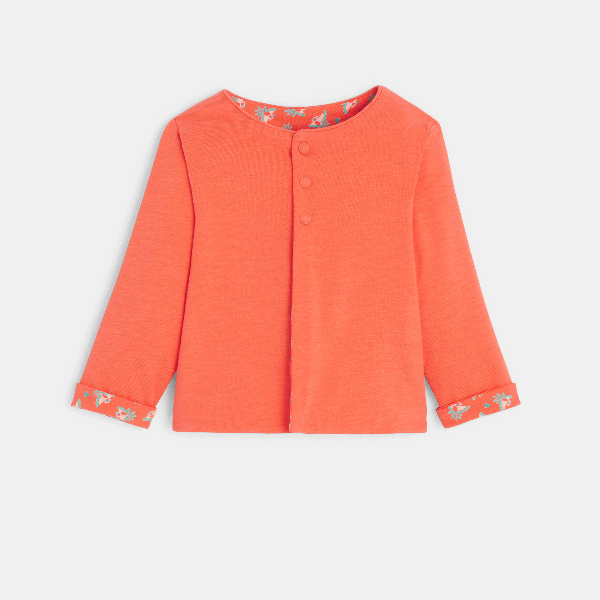 Sweat à pressions réversible imprimé orange bébé fille Orange