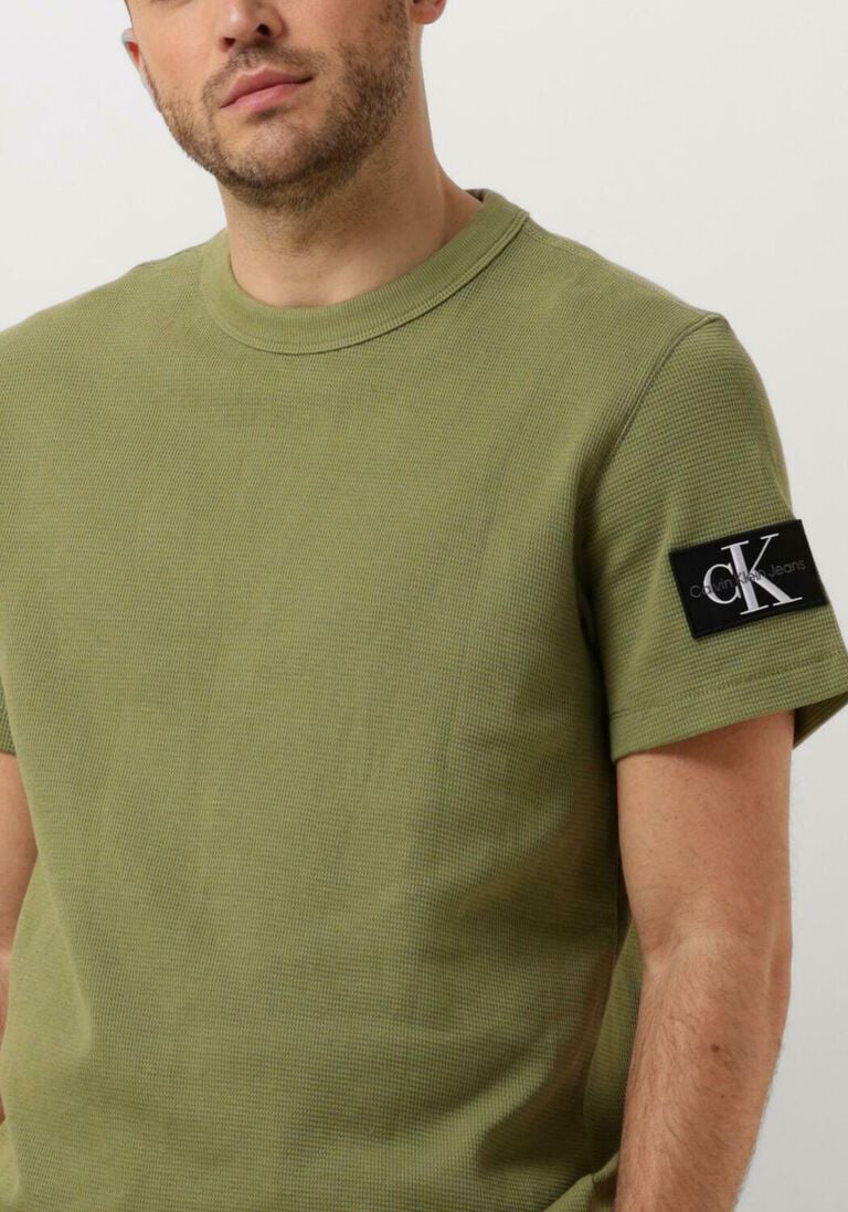 CALVIN KLEIN groene calvin klein t-shirt badge waffle tee