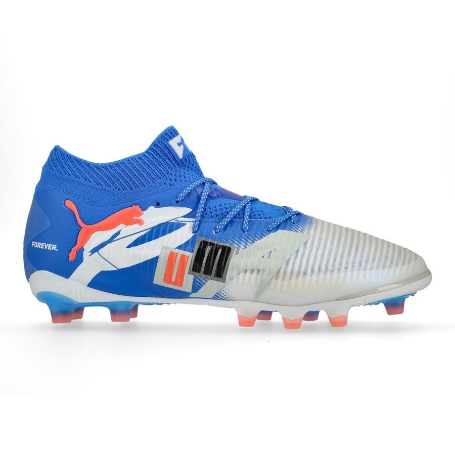PUMA Future 8 Ultimate AG Forever - Blanc/Bleu/Gris/Noir/Glowing Red ÉDITION LIMITÉE