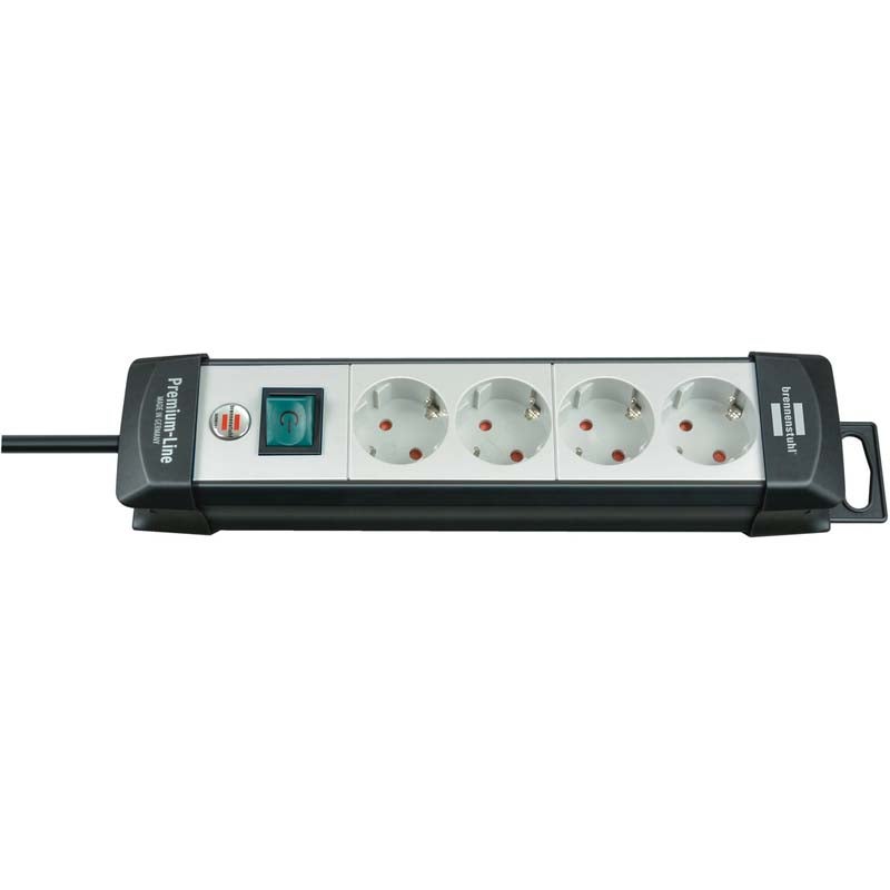 Brennenstuhl Premium-Line 1951540101 stekkerdoos 4-voudig met schakelaar 5m zw/gr