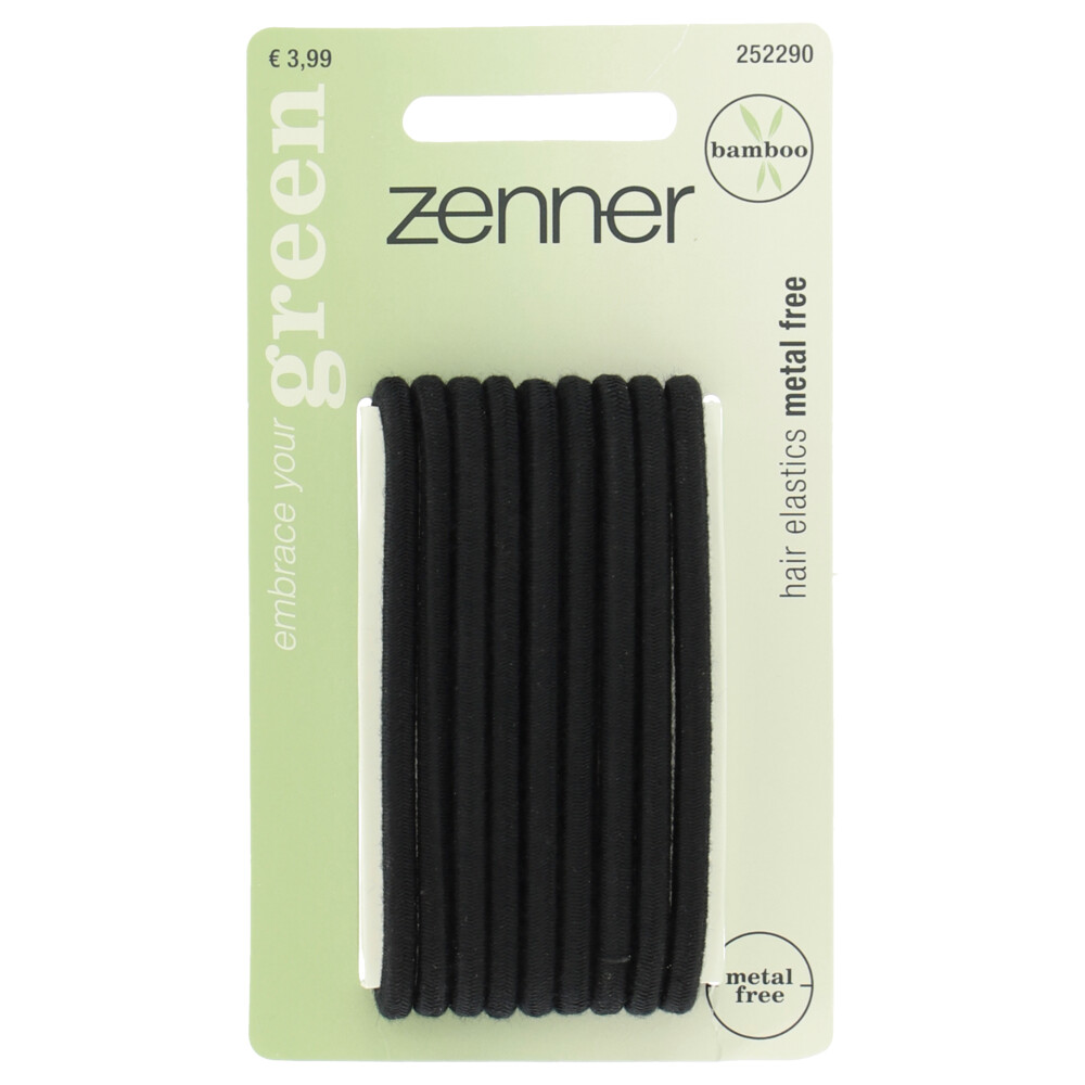 Zenner Haarelastiek Metal Free Bamboe Zwart9 stuks