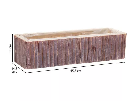 Panier rectangulaire en bois gris 45.5x14.5x11h