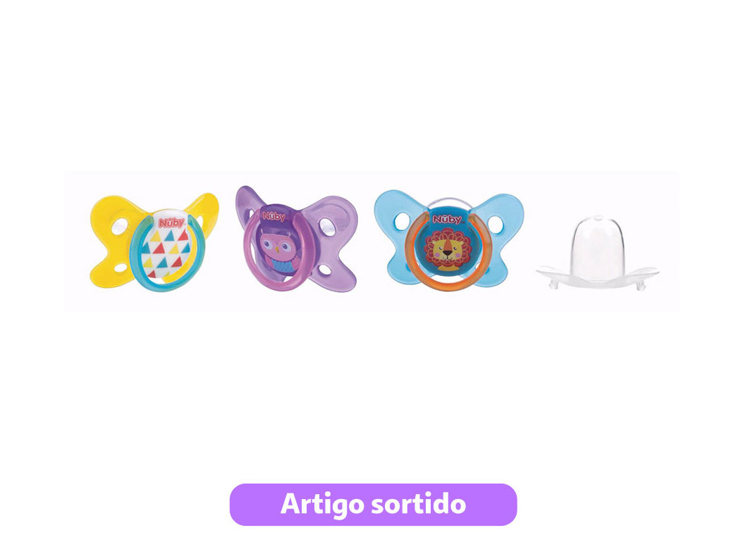 CHUPETA OVAL NUBY EM SILICONE 6-36 MESES MODELOS SORTIDOS