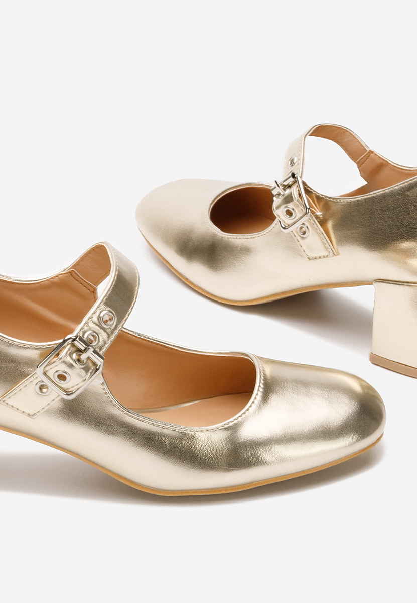 Chaussures à talon épais dorées Milady