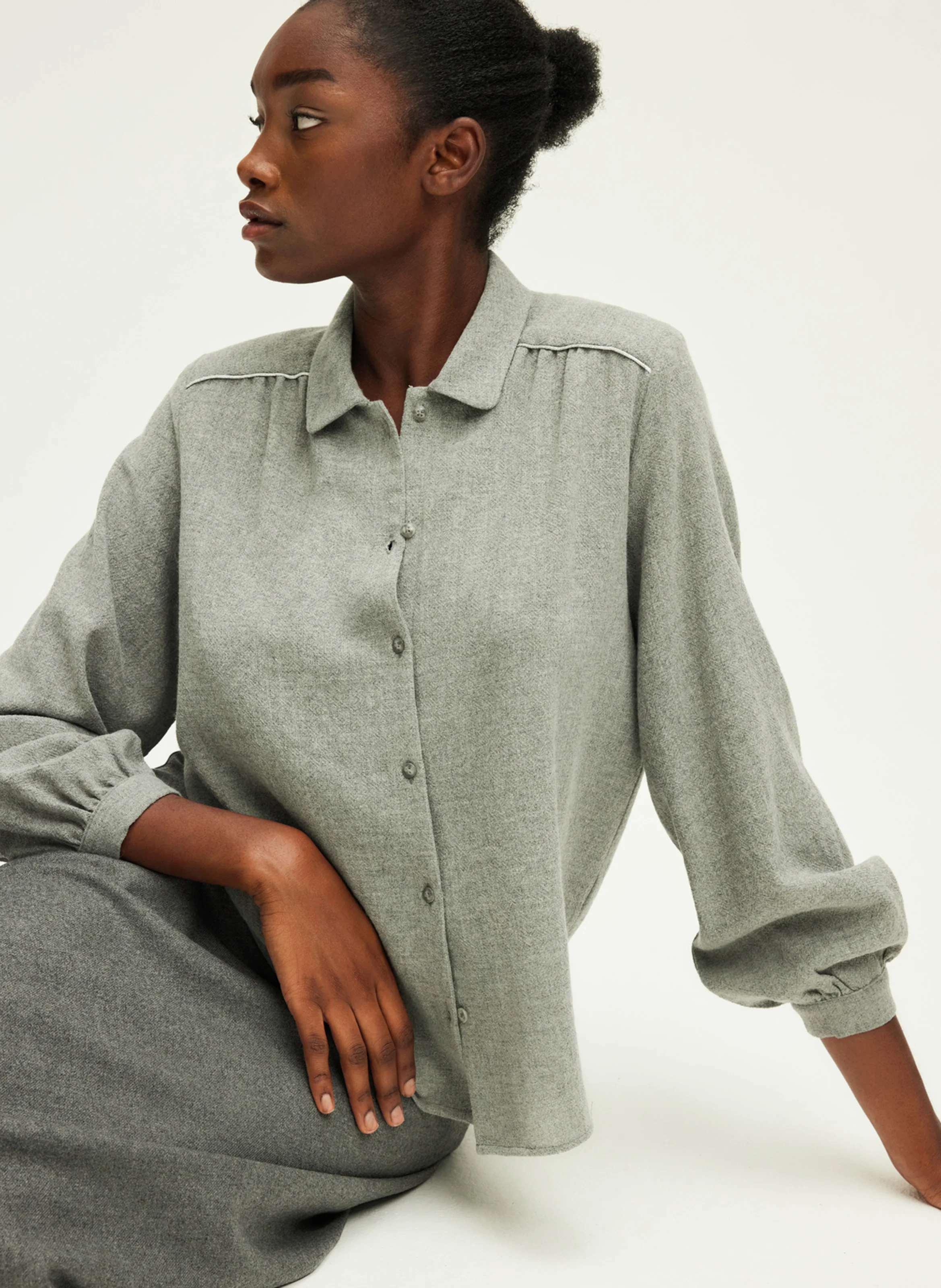 BERMA - Chemise col classique en laine mélangée | Gris