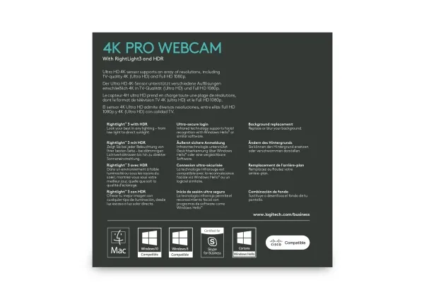 Logitech® | BRIO 4K Ultra HD webcam - Webcam - farve - 4096 x 2160 - audio - USB