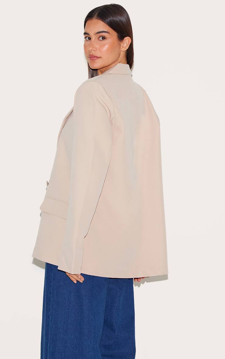Gris Pierre Blazer Oversize Coupe Boxy À Double Boutonnage