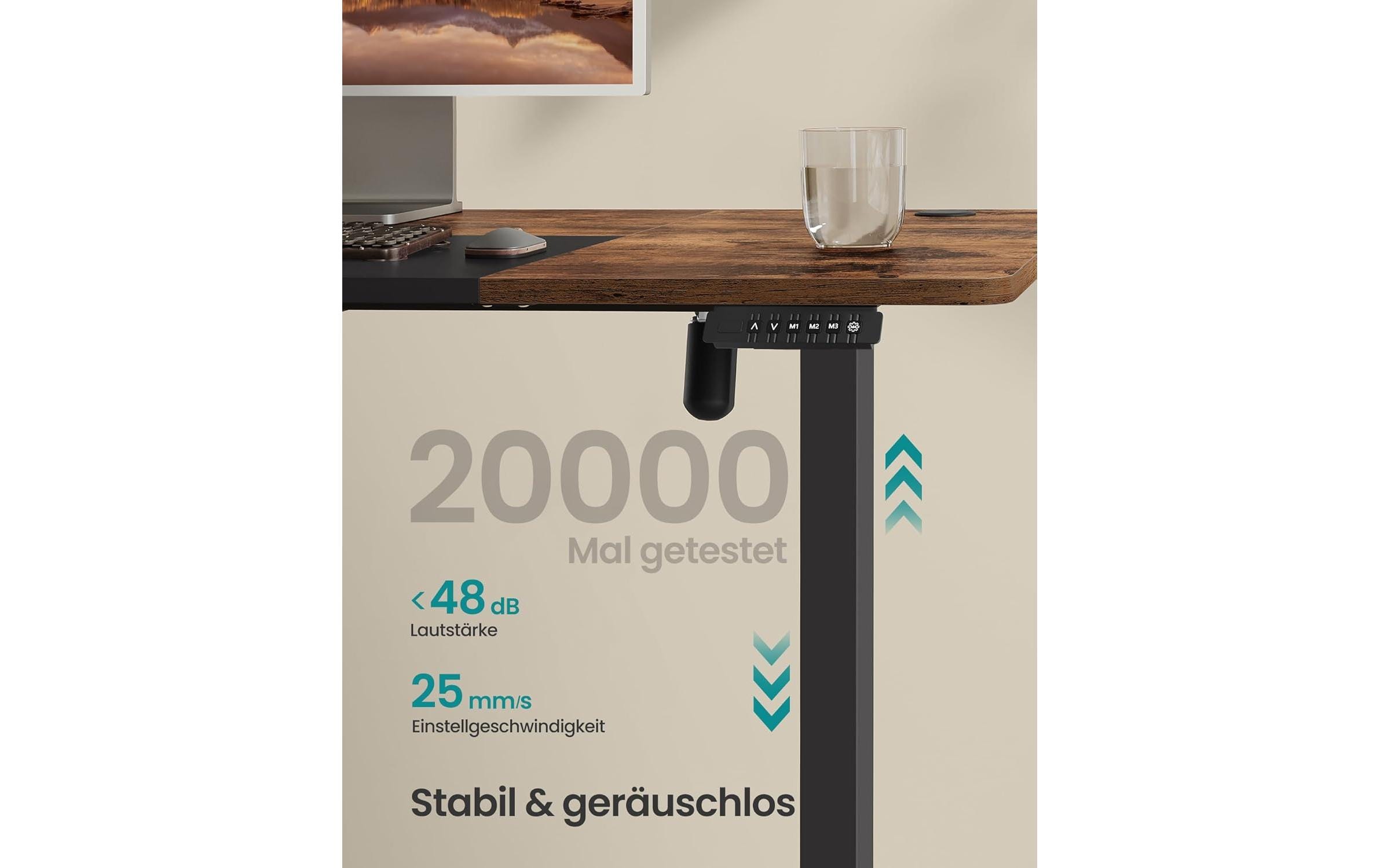 Bürotisch 140 x 60 cm<br>Elektrischer Steh-Sitz-Schreibtisch