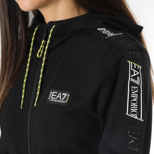 Sweat Capuche Zippé A Bandes Femme 3RPM09 Noir