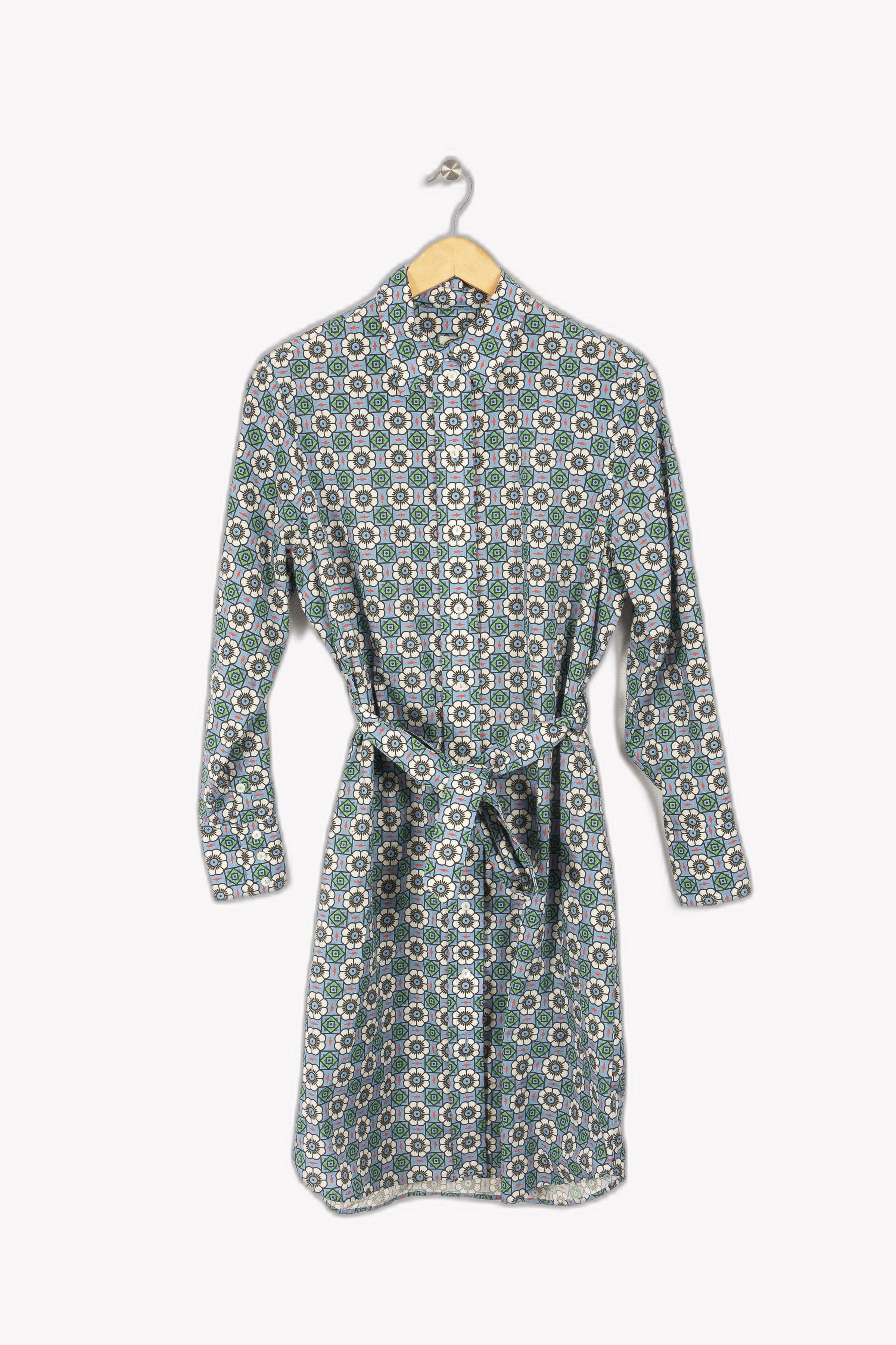 Robe multicolore à motif de fleurs bleues | Multicolore
