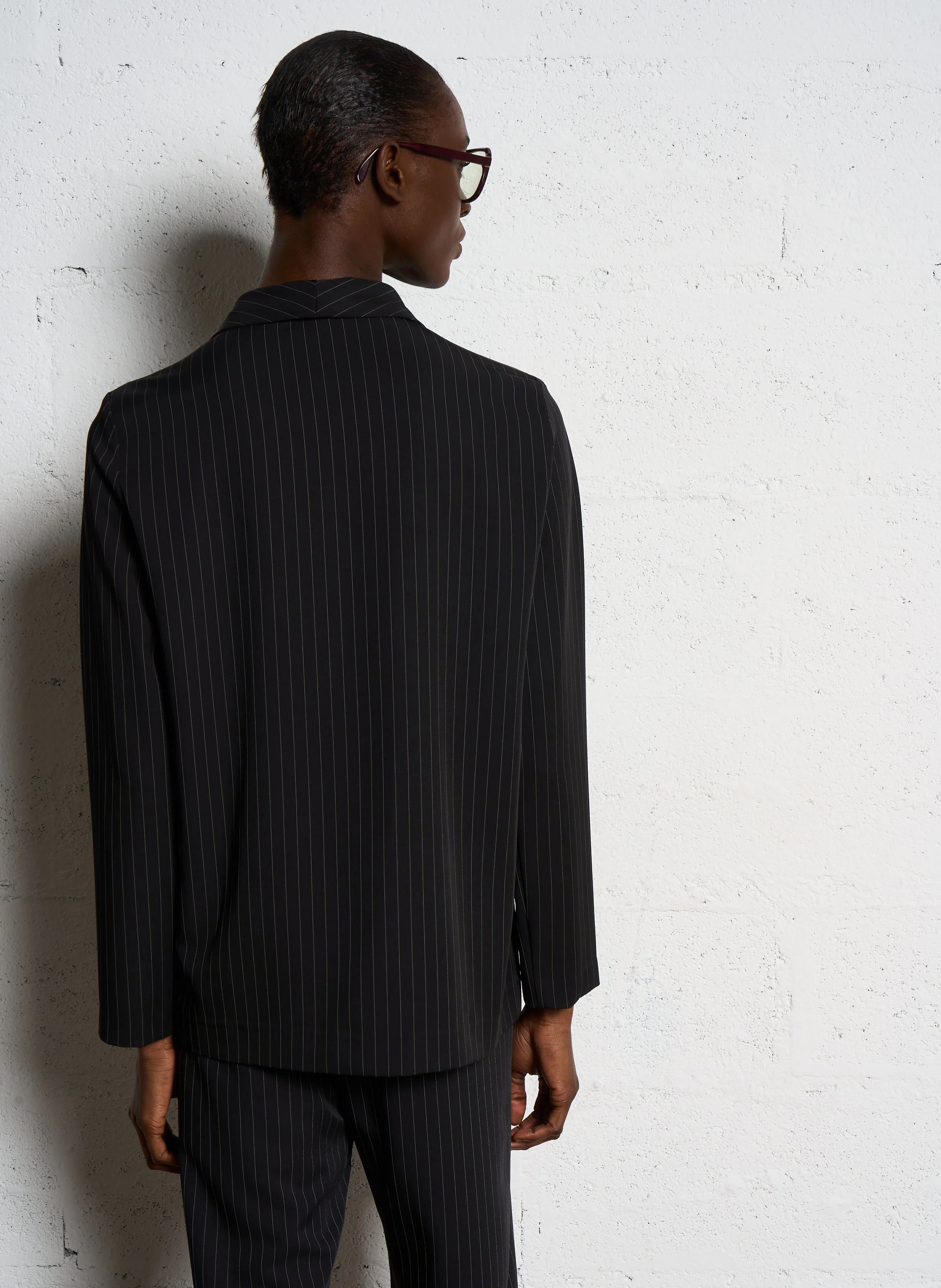 Veste tailleur rayée | Noir