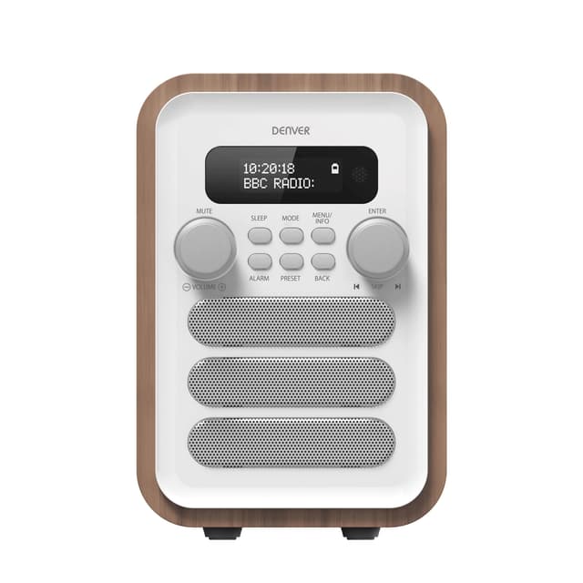 Denver FM/DAB+ Radio Bluetooth Træ/Hvid
