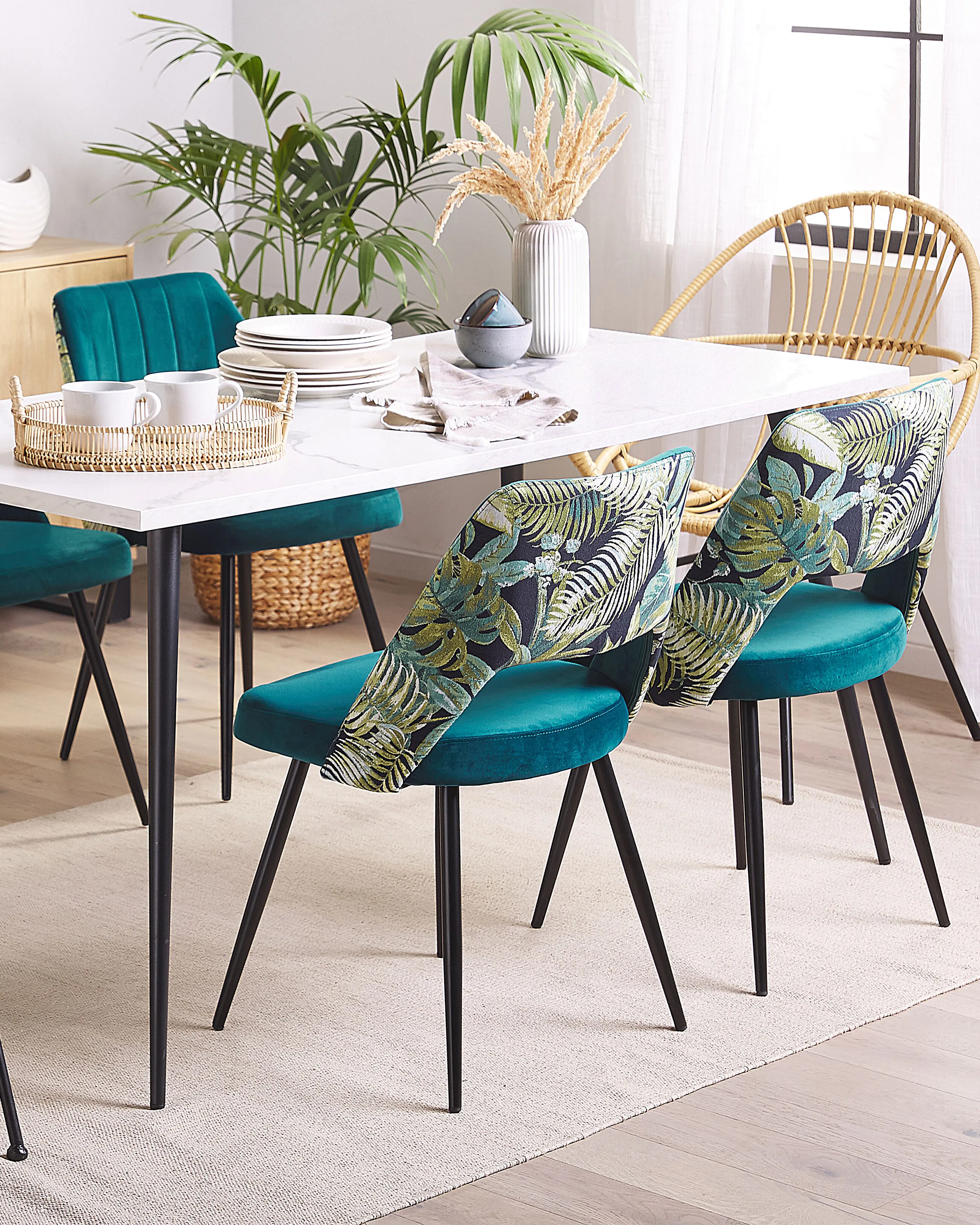 Set van 2 eetkamerstoelen ANSLEY Fluweel Zeeblauw