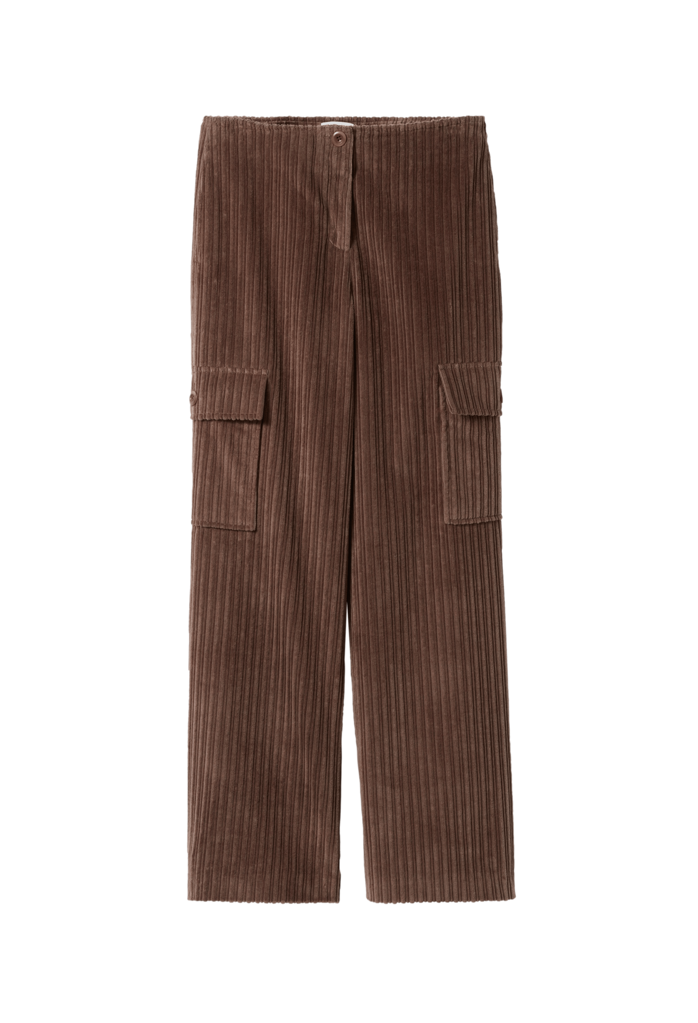 Pantalon cargo large en velours côtelé | Marron