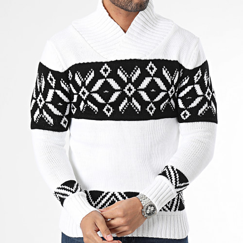 Pull Col Amplified Blanc Noir