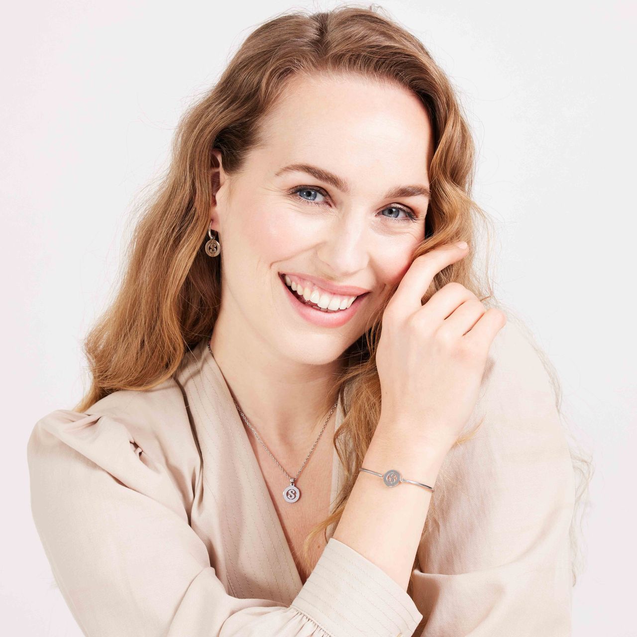 Stalen ketting met letter - S