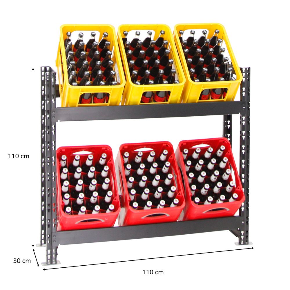 PROREGAL Drankkrattenrek Tegernsee Extra Breed HxBxD 100 x 110 x 30 cm 6 Kratten Zwart