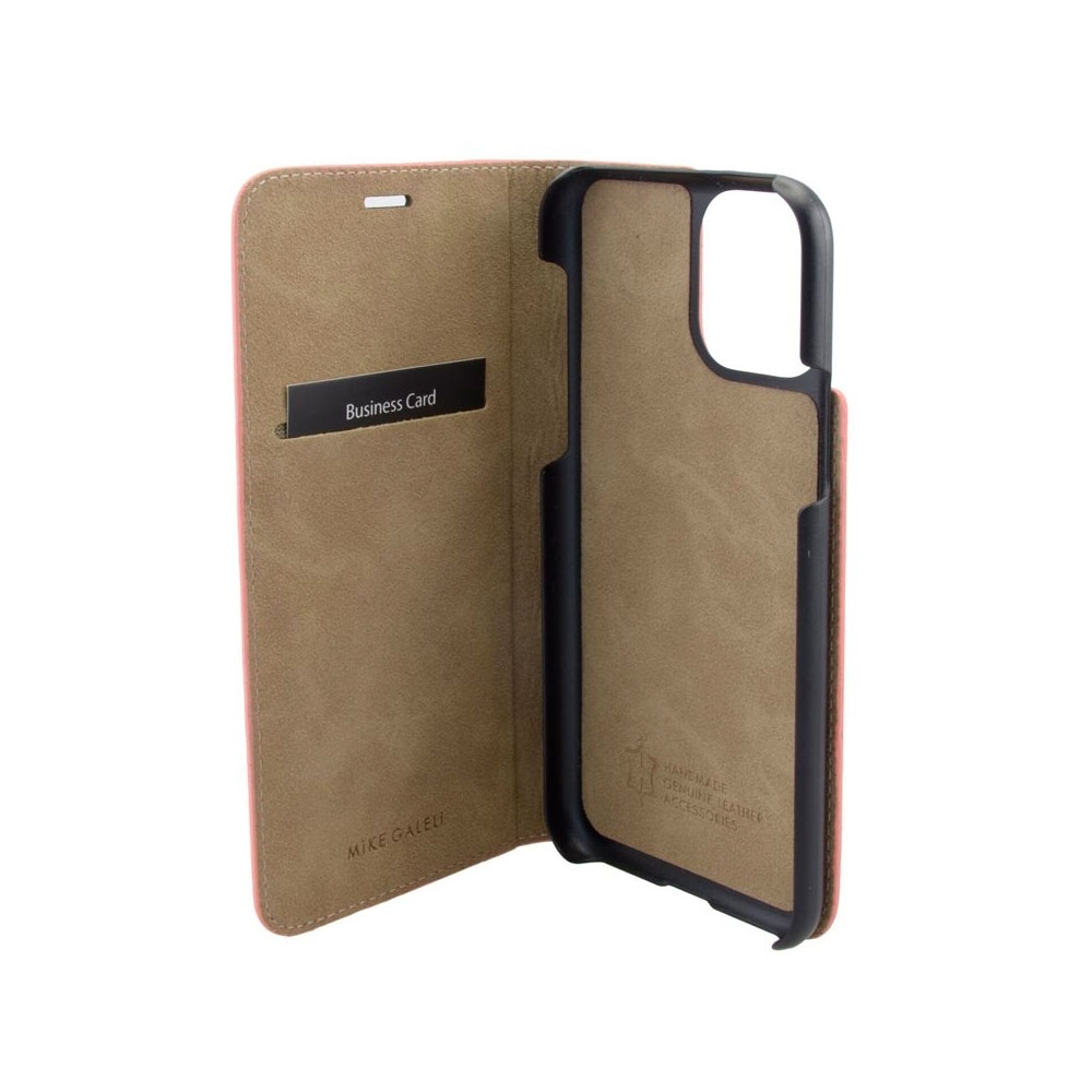 iPhone 13 Echtleder Book Case Tasche Flip Cover Hand Made (MARCIP13-M04) - Rot
