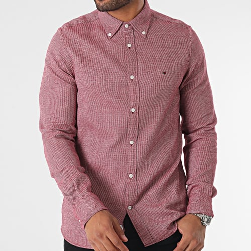 Chemise Manches Longues Slim Brushed Dobby 2879 Bordeaux