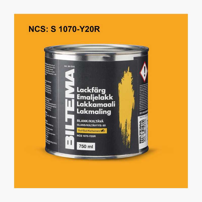 Emaljelakk, blank, gul, 0,75 liter