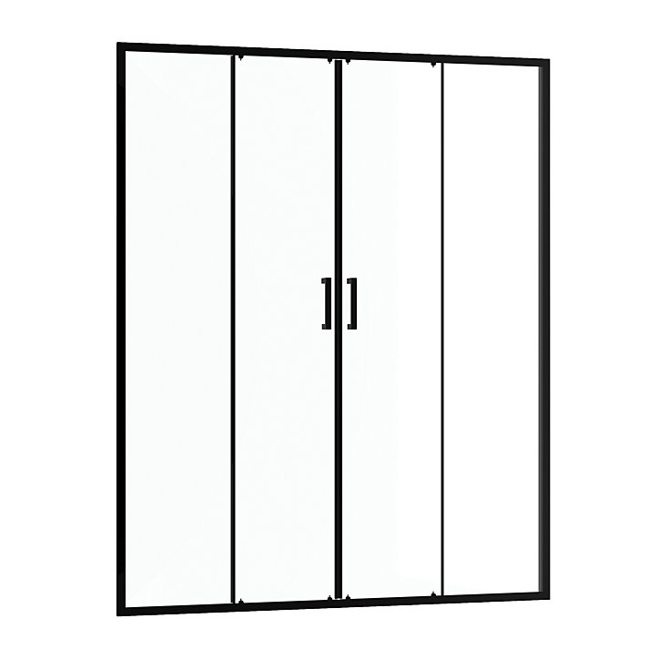 Paroi de douche à double porte coulissante 160 x 200 cm, profilé noir mat laqué, Galedo Factory
