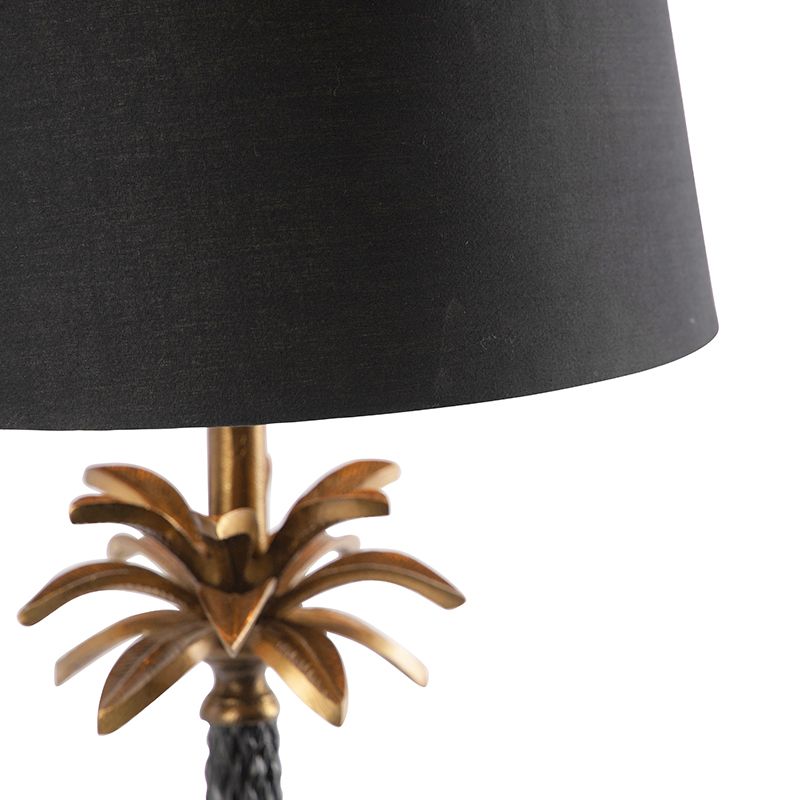 Art Deco tafellamp brons met zwarte kap 35 cm - Areka