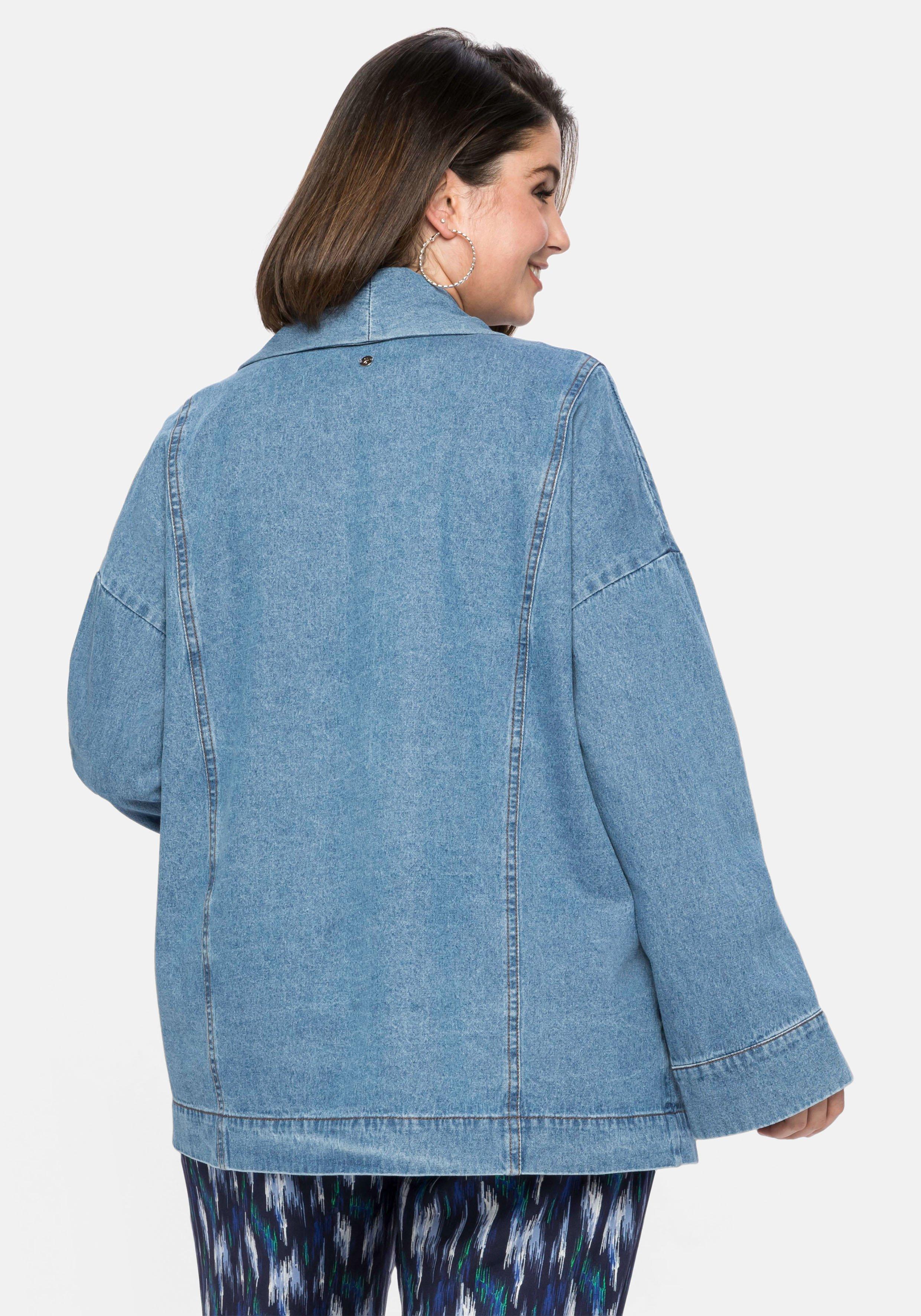 Jeansjacke mit Schalkragen, in Kimono-Form