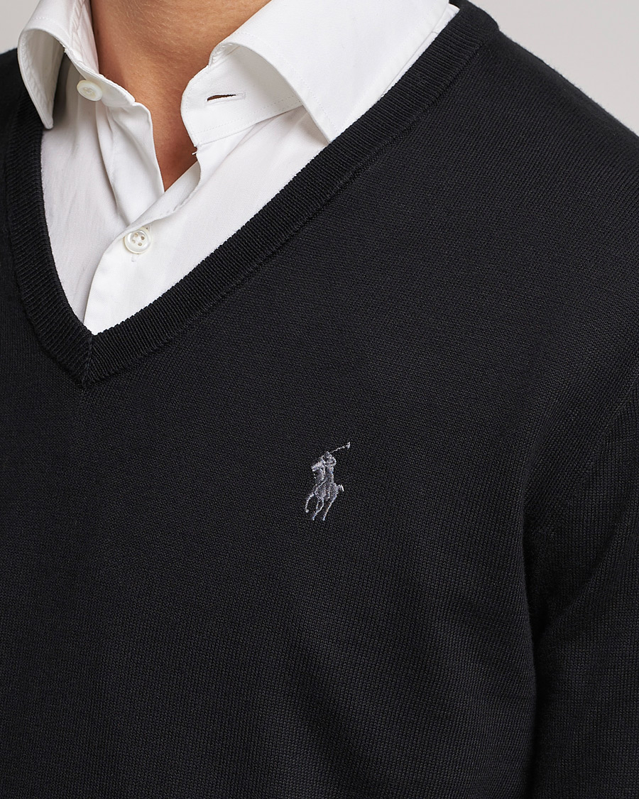 Polo Ralph Lauren Pima Cotton V-neck Pullover Polo Black