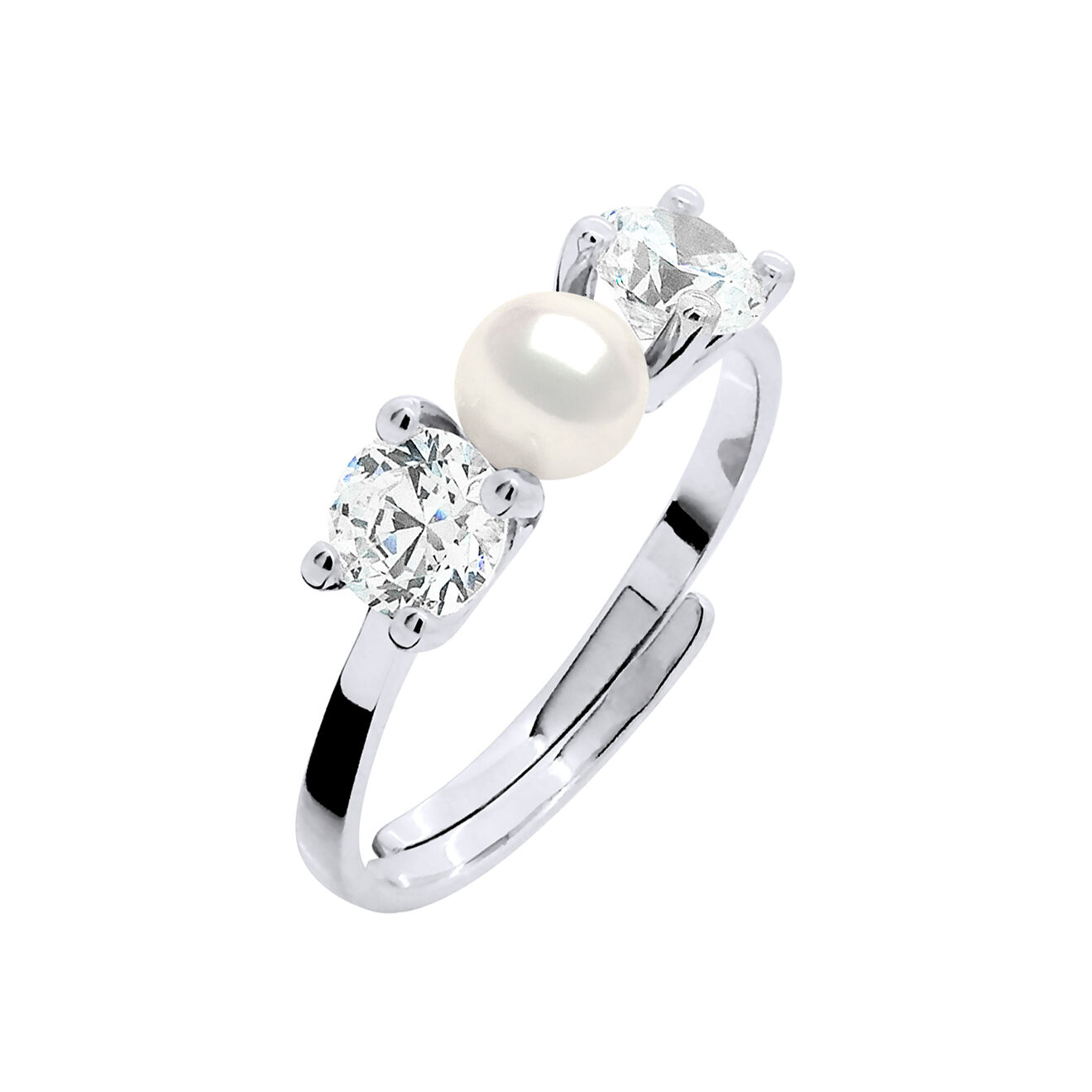Mitzuko Bague réglable Argent Perle d'Eau Douce blanche
