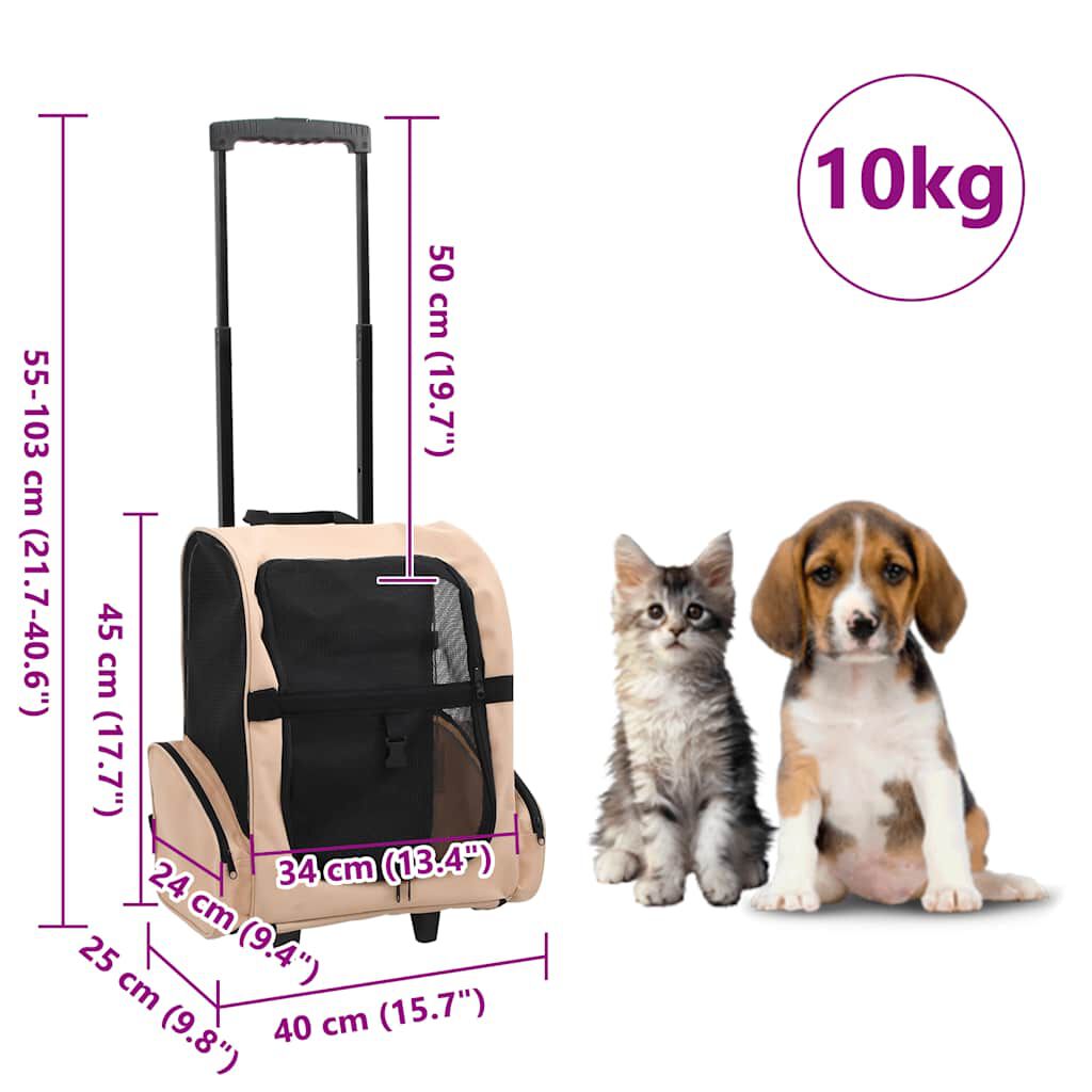 Opvouwbare kinderwagen voor huisdieren, beige