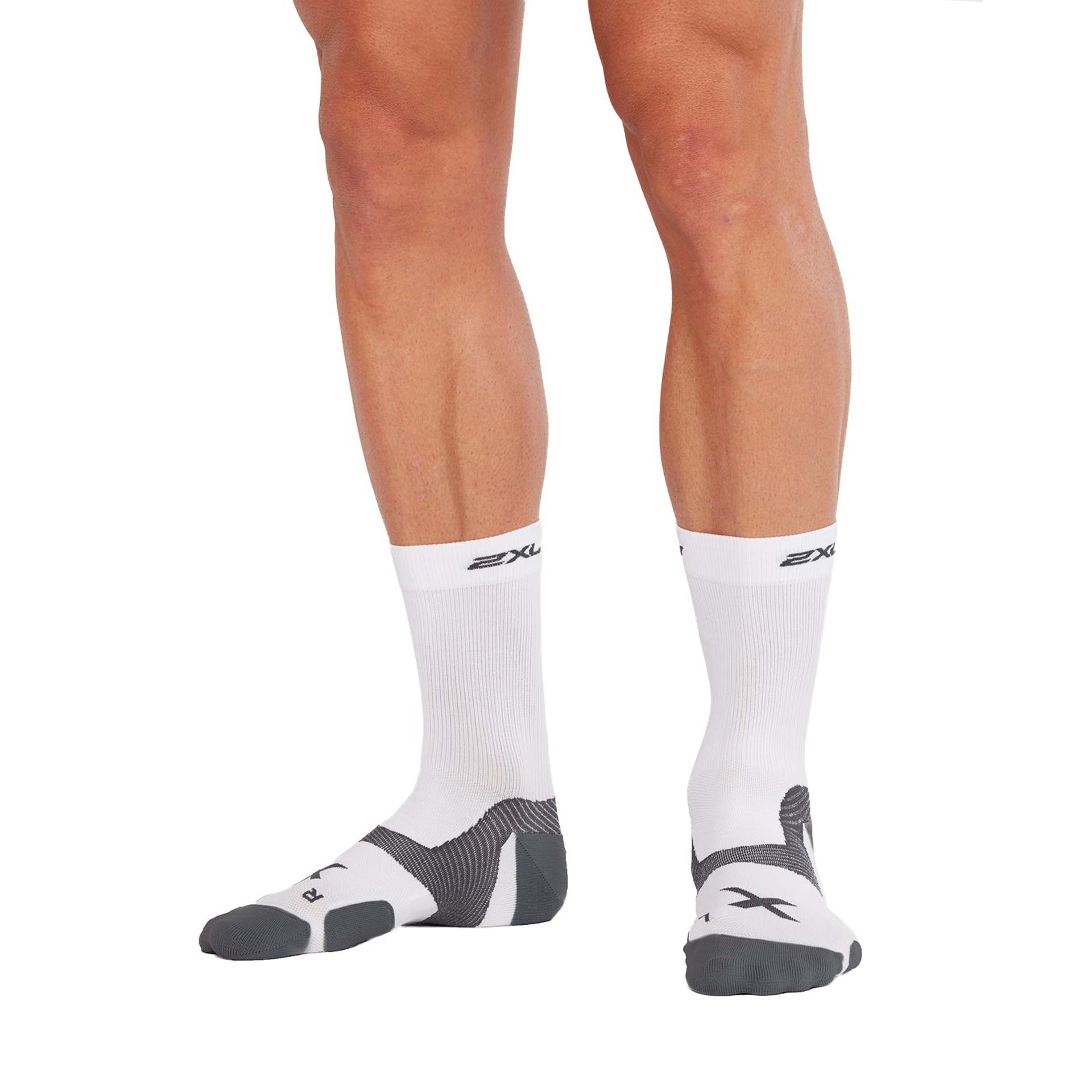 2XU Vectr Cushion Crew Compressiesokken Wit/Grijs