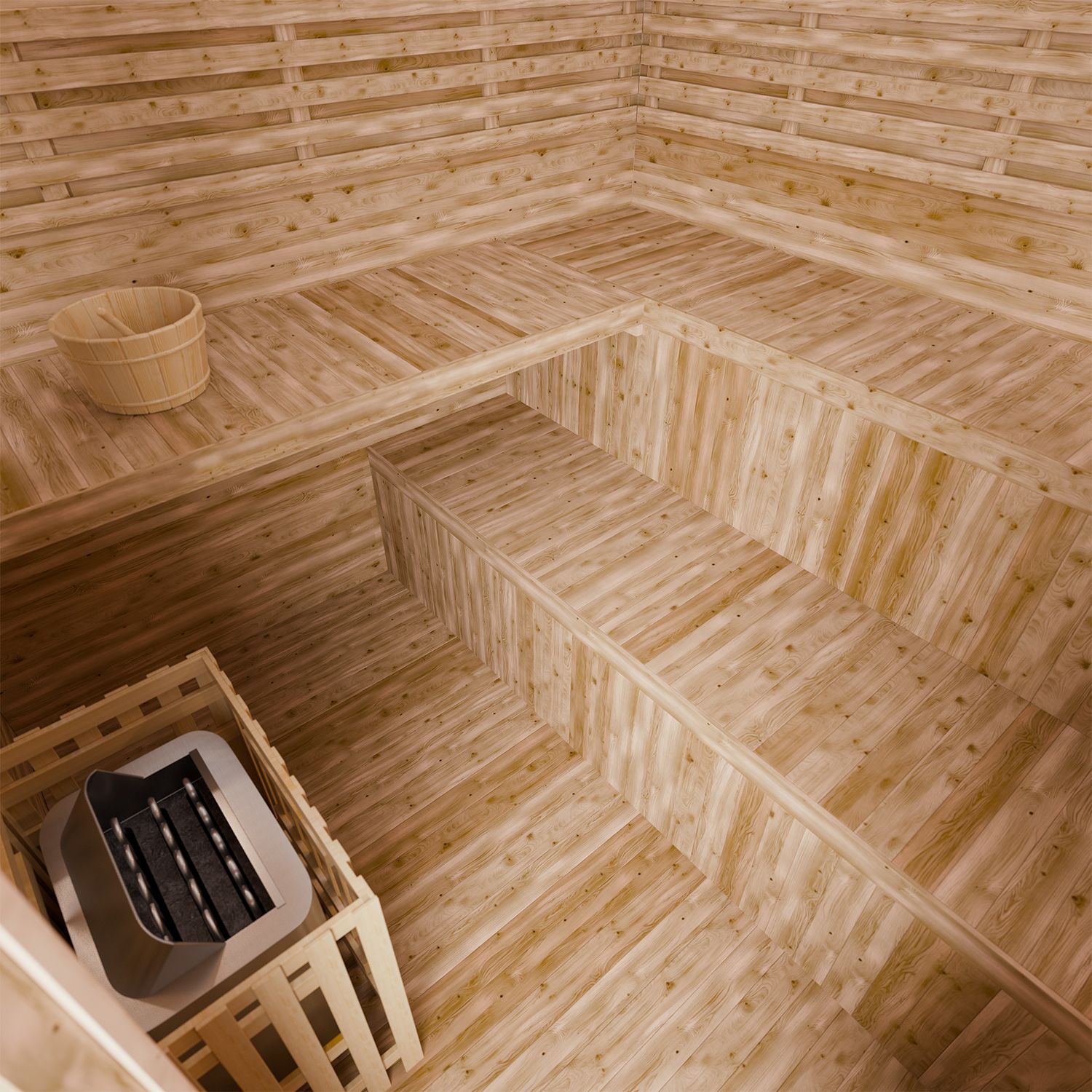 Artsauna Gartensauna Eldur mit Ofen, Licht & Zubehör – Holz Saunahaus für 4 Personen – Outdoor Sauna