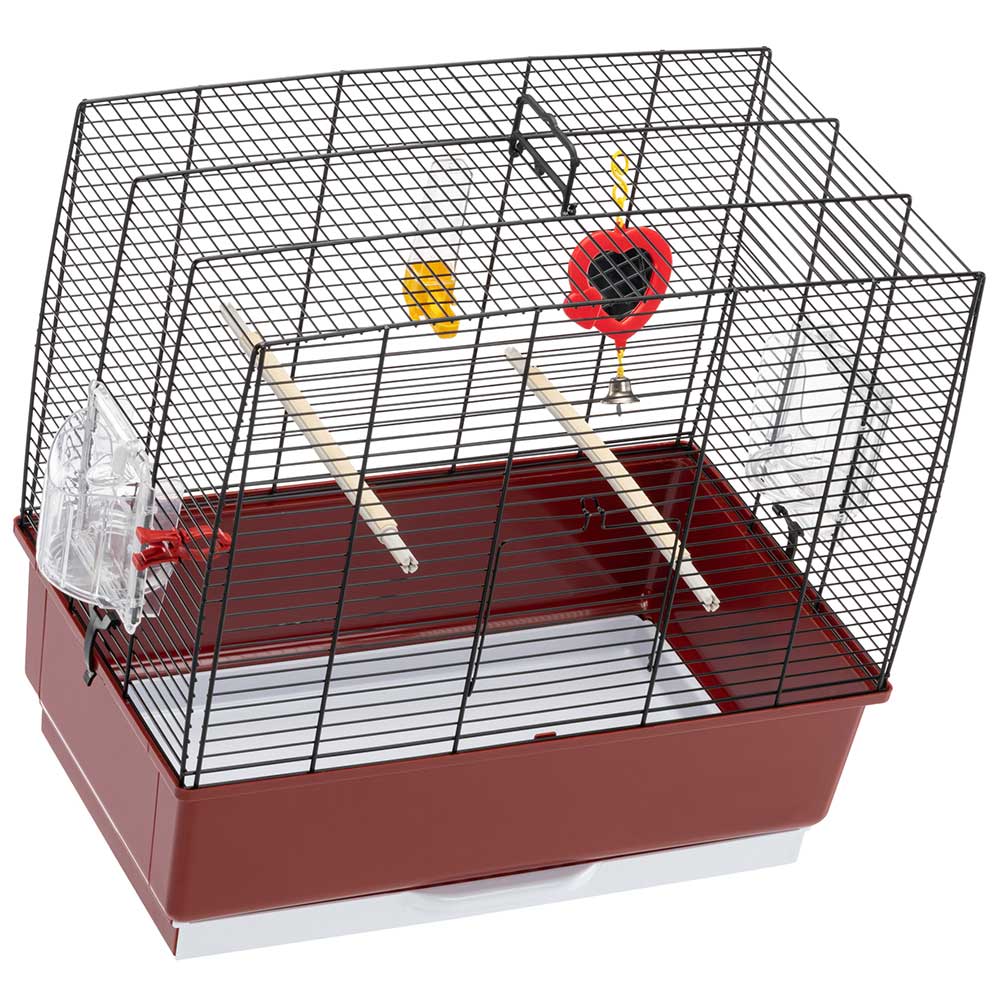 Ferplast cage rectangulaire pour oiseaux exotiques et canaris rekord 3, livrée avec accessoires et mangeoire tournante, métal